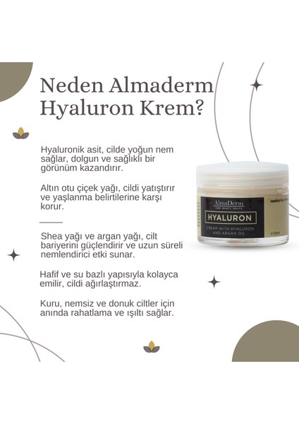 Hyaluron Krem – Argan Yağı ve Ölmezotu Esansiyel Yağlı fiyatları