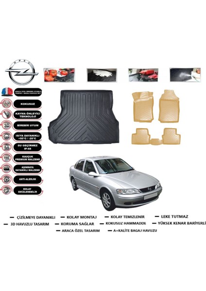 Opel Vectra B 1995 Model Bagaj Havuz Paspası+Araca Özel Bej Paspas Takımı Kauçuk