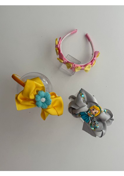 3’lü Fiyonklu Kız Çocuk Taç Seti – Renkli, Şık ve Rahat Saç Aksesuarı