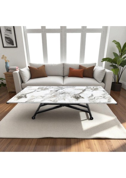 Yan Baştan Açılır Akıllı Yemek Masası Mdf Tabla Alt Mekanizma Metal Siyah Renk fırsatları