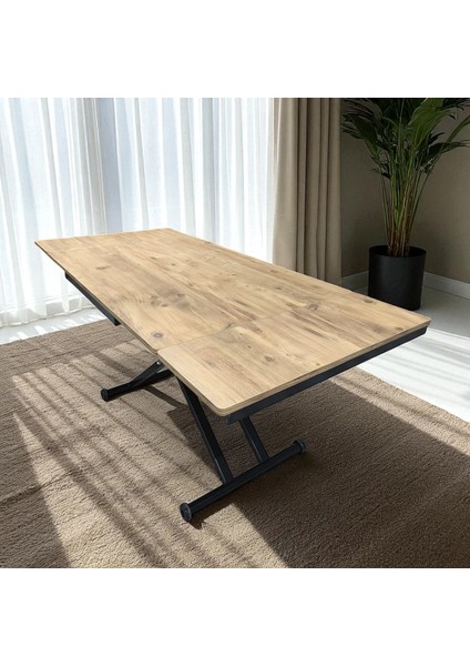 Yan Baştan Açılır Akıllı Yemek Masası Mdf Tabla Alt Mekanizma Metal Siyah Renk indirimleri