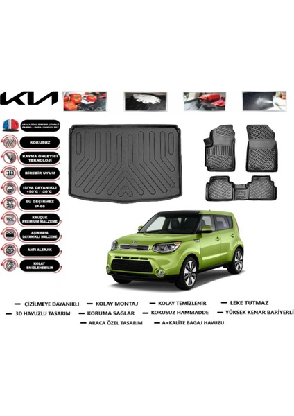 Kia Soul 2015 Model Bagaj Havuzu Araca Özel Paspas Takımı Flex