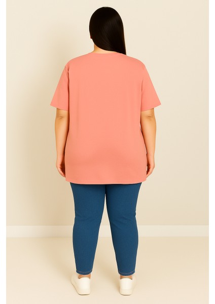 Kadın Büyük Beden Kısa Kollu Basic Oversize T-Shirt 1976-25 fiyatları