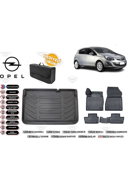 Opel Corsa D 2013 Model Bagaj Havuzu+4d Araca Özel Havuzlu Paspas Takımıı Rice