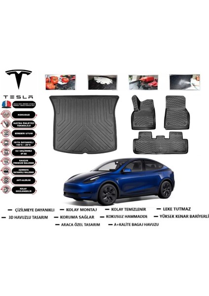 Tesla Model Y 2025 Model Bagaj Havuzu Araca Özel Paspas Takımı Flex
