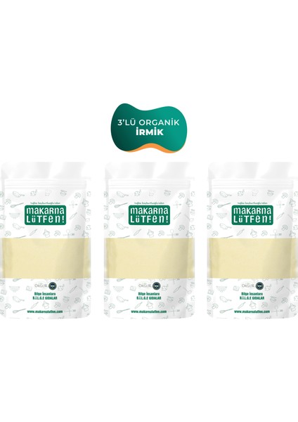 Avantajlı 3'lü Organik Bebek İrmiği Seti (3x250 gr) fiyatları