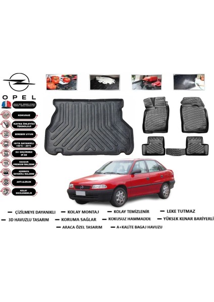 Opel Astra F Sedan 1996 Model Bagaj Havuzu Araca Özel Paspas Takımı Prrox