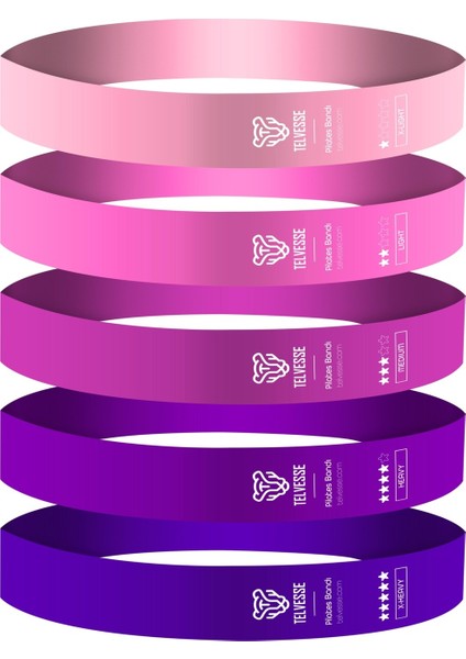 5’li Pilates Direnç Bandı Seti Loop Squat Lastiği Çantalı Fitness Egzersiz Bantları - Pembe