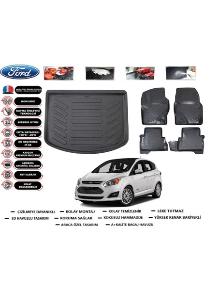 Ford C-Max 2015 Model Bagaj Havuzu Araca Özel Paspas Takımı Flex