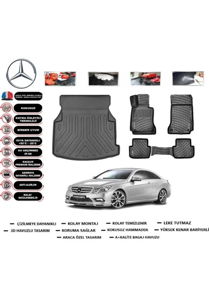 Mercedes E Serisi W207 Coupe 2017 Model Bagaj Havuzu Araca Özel Paspas Takımı Flex