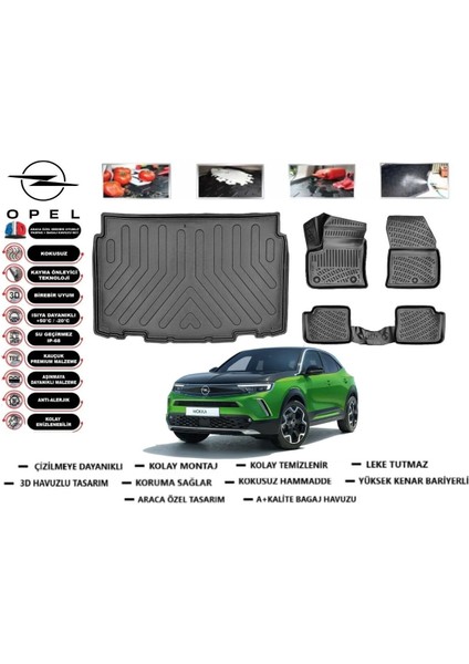 Opel Mokka Elektrikli 2022 Model Alt Bagaj Havuzu Araca Özel Paspas Takımı Flex