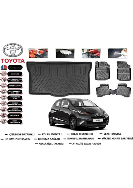 Toyota Aygo 2011 Model Bagaj Havuzu Araca Özel Paspas Takımı Flex