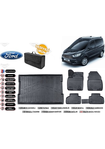 Courier 2023 Model Bagaj Havuzu+4d Araca Özel Havuzlu Paspas Takımıı Rice