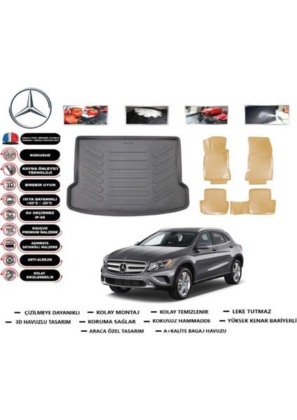 Mercedes Gla 2018 Model Bagaj Havuzu(Paspası)+Araca Özel Bej Paspas Takımı Flex