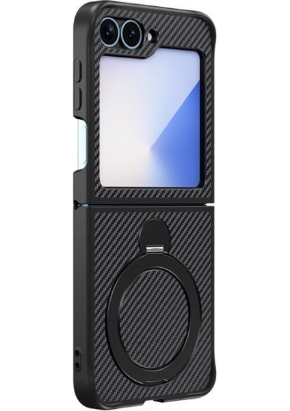 Samsung Galaxy Z Flip 7 Fe Kılıf Karbon Tasarım Manyetik Şarj Kapak