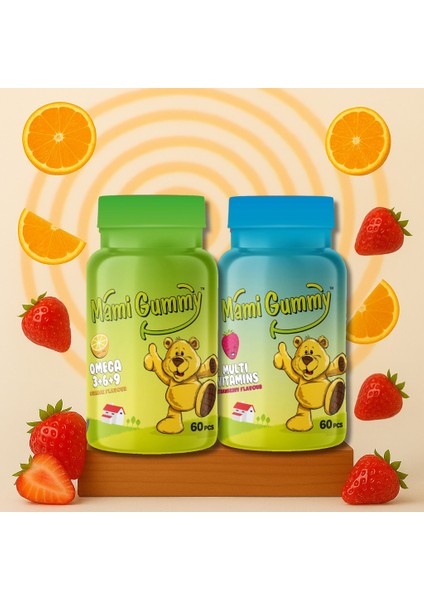 2'li Set Multivitamin (Çilek) - Omega (3-6-9) (Portakal)