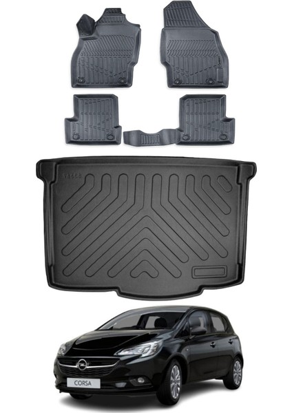 Opel Corsa E 2018 Model Bagaj Havuzu Araca Özel Siyah Paspas Takımı