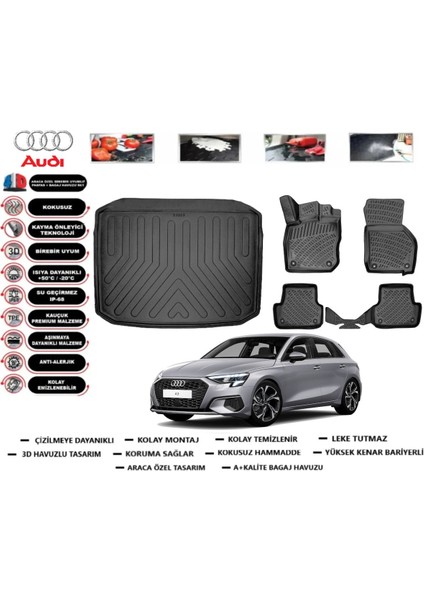 Audi A3 Hb 2025 Model Bagaj Havuzu Araca Özel Paspas Takımı Flex