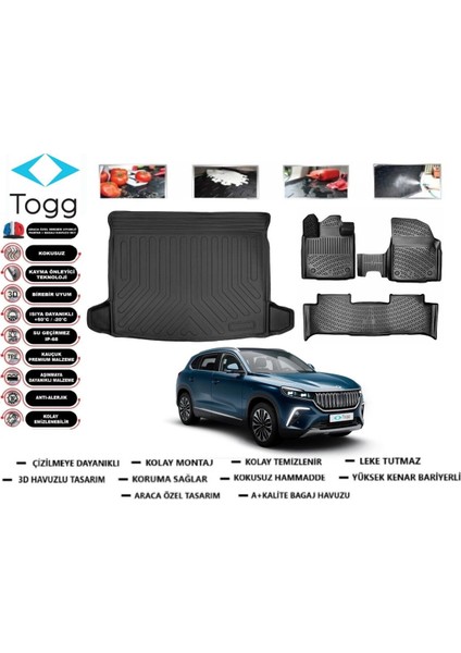 Togg T10X 2024 Model Bagaj Havuzu Araca Özel Paspas Takımı Flex