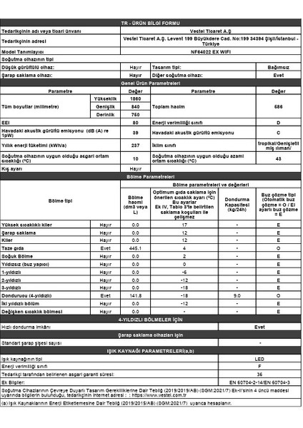 NF64022 Ex Wıfı 586 Lt No-Frost Buzdolabı fırsatları
