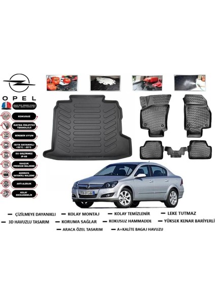 Opel Astra H Sedan 2011 Model Bagaj Havuzu Araca Özel Paspas Takımı Prrox