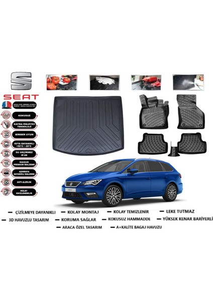 Seat Leon Stw 2018 Model Bagaj Havuzu Araca Özel Paspas Takımı Flex