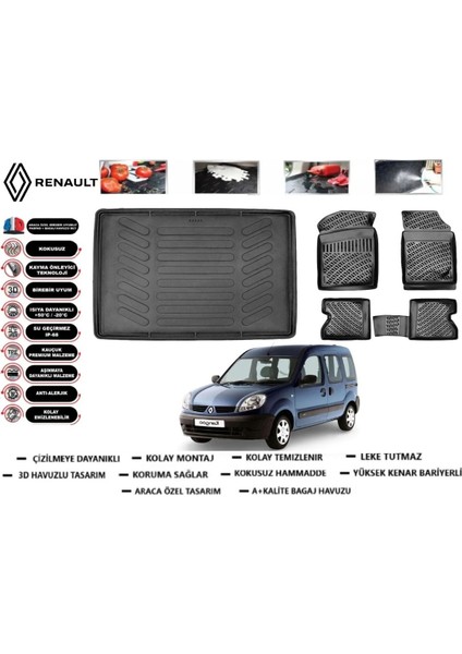 Renault Kangoo Combi 2005 Model Bagaj Havuzu Araca Özel Paspas Takımı Flex