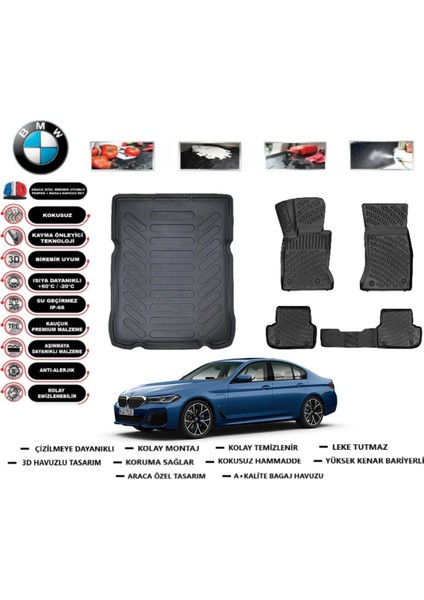 Bmw 5 Serisi G30 2017 Model Bagaj Havuzu Araca Özel Paspas Takımı Flex