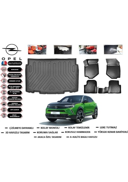 Opel Mokka 2023 Model Alt Bagaj Havuzu Araca Özel Paspas Takımı Flex