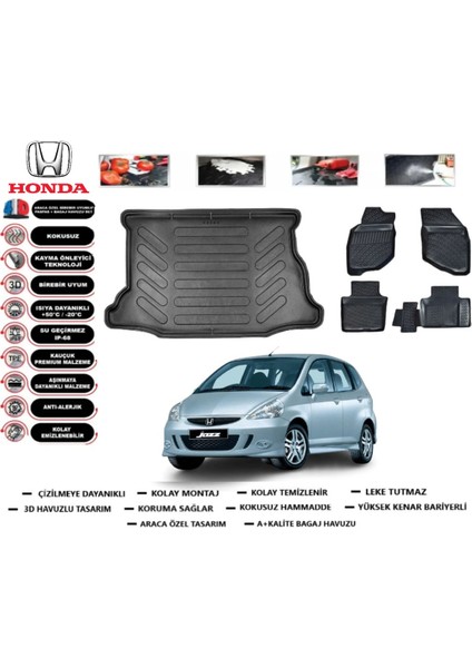 Honda Jazz 2007 Model Bagaj Havuzu Araca Özel Paspas Takımı Prrox