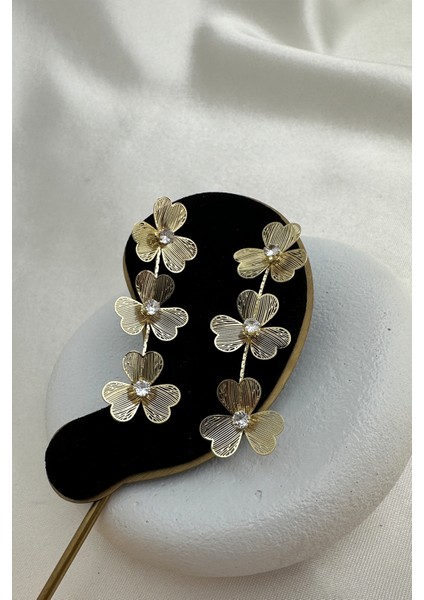 Tel Tek Taş Detay Yonca Sallantılı Çivi Küpe (6cm) fırsatları