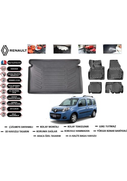 Renault Kangoo 2017 Model Bagaj Havuzu Araca Özel Paspas Takımı Flex