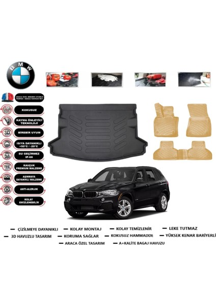 Bmw X5 2013 Model Bagaj Havuzu(Paspası)+Araca Özel Bej Paspas Takımı Flex