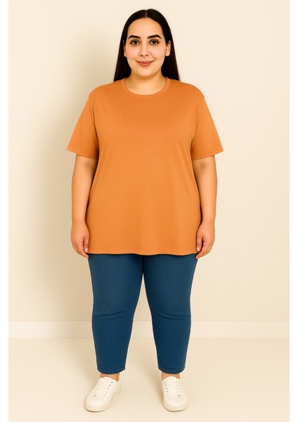Kadın Büyük Beden Kısa Kollu Basic Oversize T-Shirt 1976-25 fiyatları