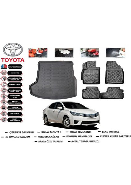 Toyota Corolla 2015 Model Bagaj Havuzu Araca Özel Paspas Takımı Kauçuk