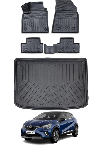 Renault Captur 2025 Model Üst Bagaj Havuzu Araca Özel Siyah Paspas Takımı