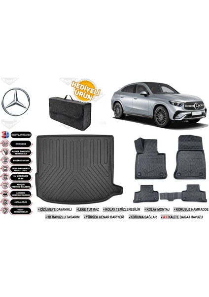 Mercedes Glc Coupe 2024 Model Bagaj Havuzu+4d Araca Özel Havuzlu Paspas Takımıı Rice
