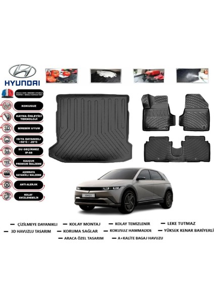 Hyundai Ioniq 5 2024 Model Bagaj Havuzu Araca Özel Paspas Takımı Flex