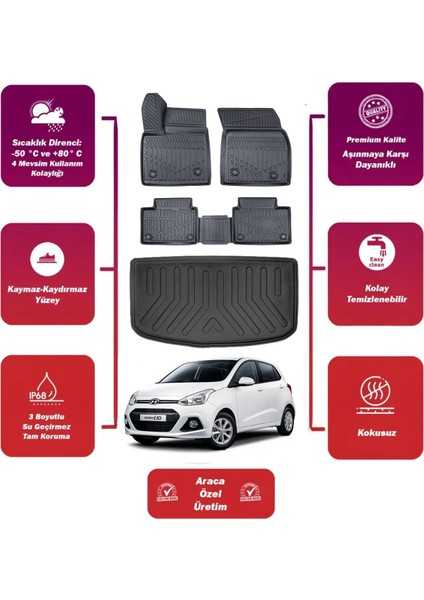 Hyundai I10 2015 Model Bagaj Havuzu+4d Araca Özel Havuzlu Paspas Takımıı Proxy
