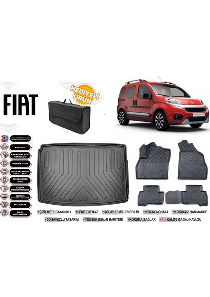 Fiat Fiorino 2010 Model Bagaj Havuzu+4d Araca Özel Havuzlu Paspas Takımıı Rice