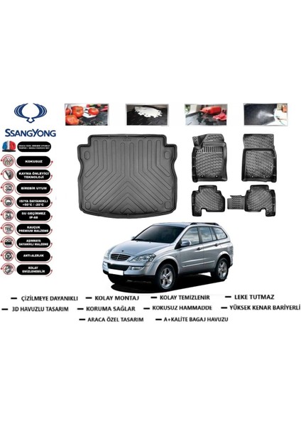Ssangyong Kyron 2009 Model Bagaj Havuzu Araca Özel Paspas Takımı Flex
