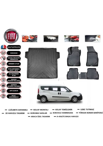 Fiat Doblo Maxi 2021 Model Bagaj Havuzu Araca Özel Paspas Takımı Flex
