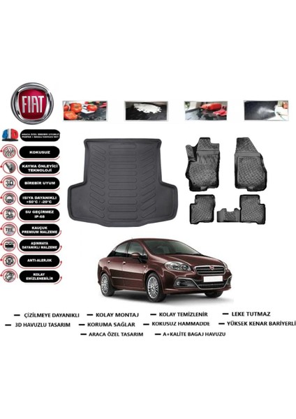 Fiat Linea 2013 Model Bagaj Havuzu Araca Özel Paspas Takımı Flex