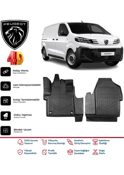 Peugeot Expert Panelvan 2016 ve Sonrası 4.5d Premium Havuzlu Siyah Paspas Takımı Kokusuz