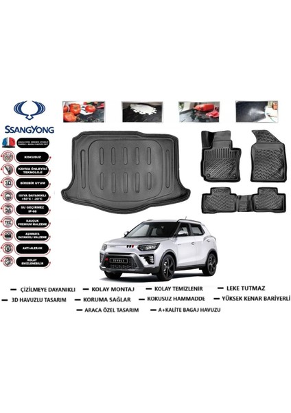 Ssangyong Tivoli 2019 Model Bagaj Havuzu Araca Özel Paspas Takımı Flex