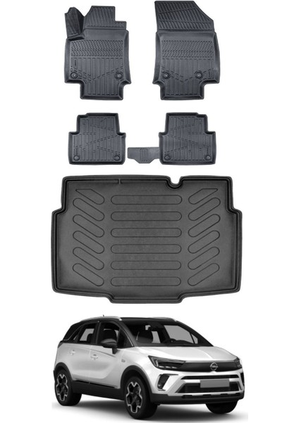 Opel Crossland 2022 Model Alt Bagaj Havuzu Araca Özel Siyah Paspas Takımı