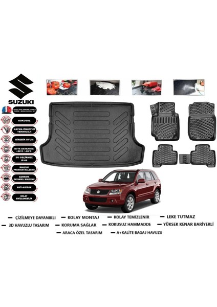 Suzuki Vitara 2011 Model Bagaj Havuzu Araca Özel Paspas Takımı Flex