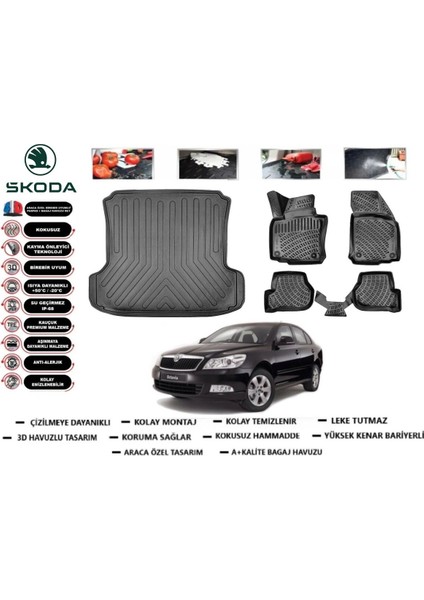 Skoda Octavia 2009 Model Bagaj Havuzu Araca Özel Paspas Takımı Flex
