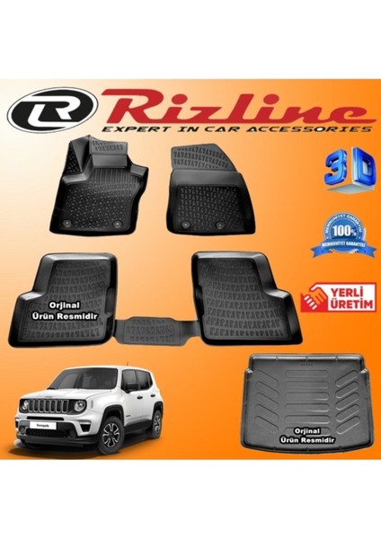 Jeep Renegade 3D Paspas + 3D Bagaj Havuzu 2015-2020 Arası Siyah Set