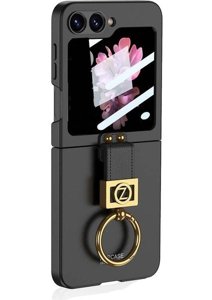 Samsung Galaxy Z Flip 7 Fe Kılıf Kamera Korumalı Yüzüklü Z Ring Kıpta Kapak